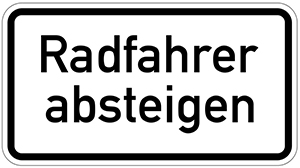 Schild Radfahrer absteigen